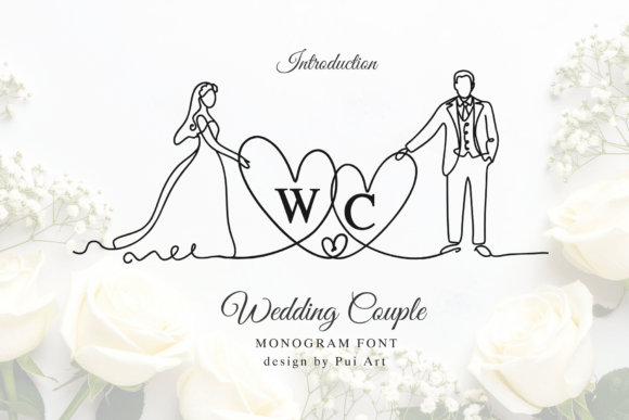 Wedding Couple Monogram Font: Elegant Union Art
